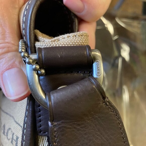 Womens Coach Heritage Web Messenger Bag Canvas Leather A1260-F70587 11 x 14" - Picture 10 of 11